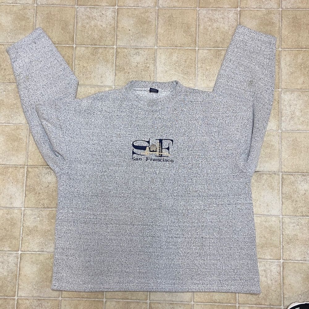 SF San Francisco Made In USA Gray Crewneck Sweater Size XXL - Picture 2 of 14
